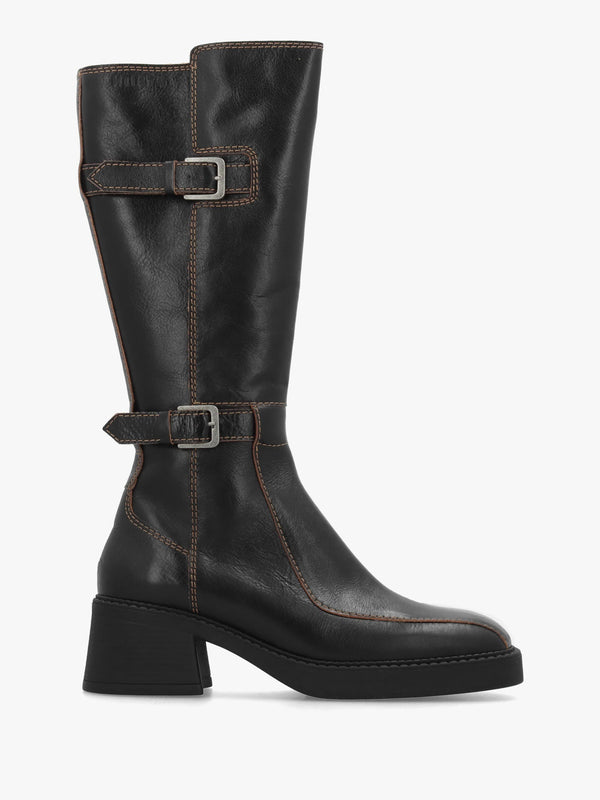 Miista Jarmila Black Leather Knee Boots