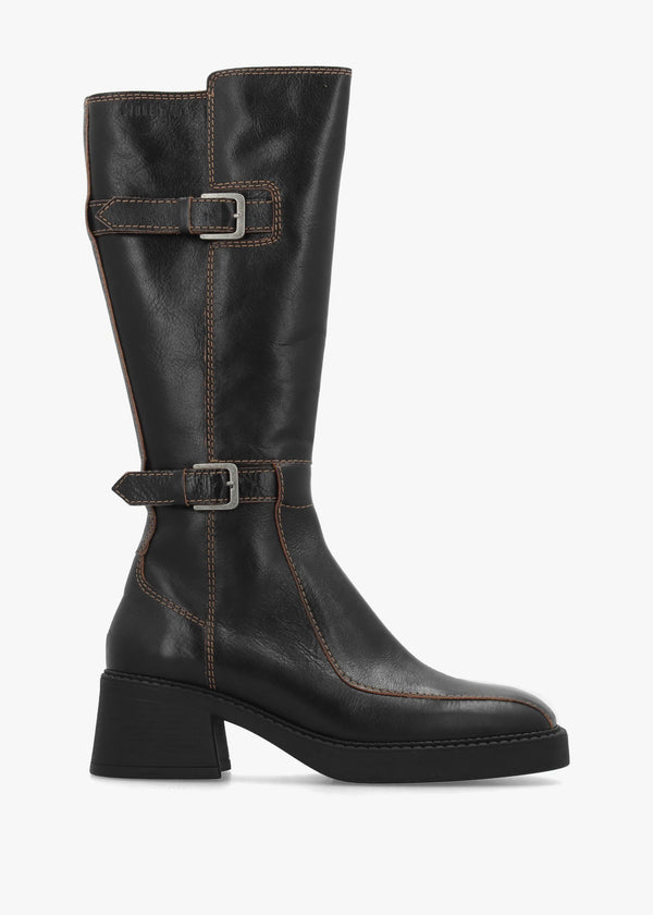 Miista Jarmila Black Leather Knee Boots