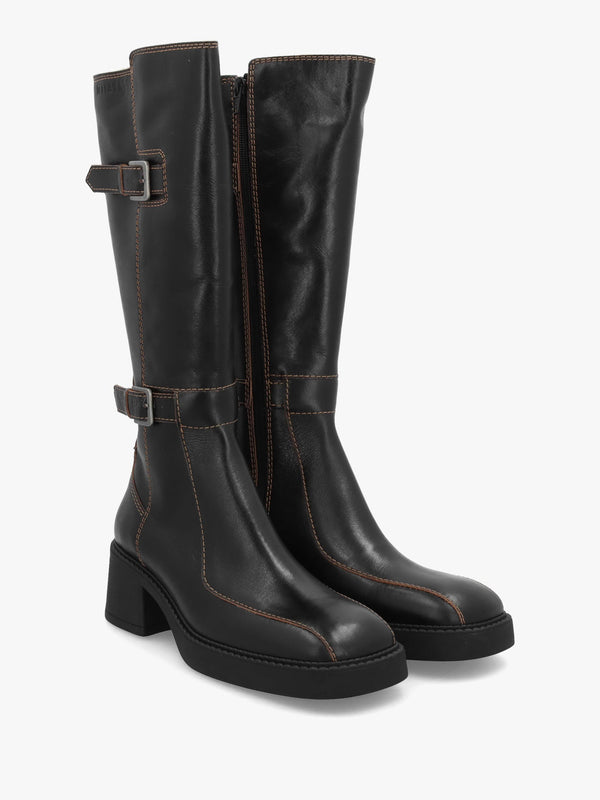 Miista Jarmila Black Leather Knee Boots