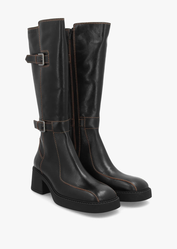 Miista Jarmila Black Leather Knee Boots
