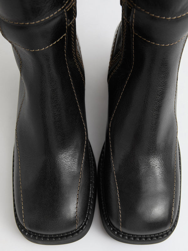 Jarmila Black Leather Knee Boots