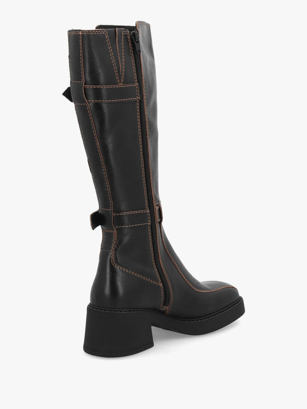 Miista Jarmila Black Leather Knee Boots