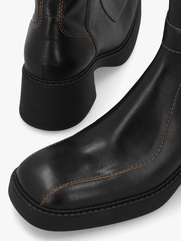Miista Jarmila Black Leather Knee Boots