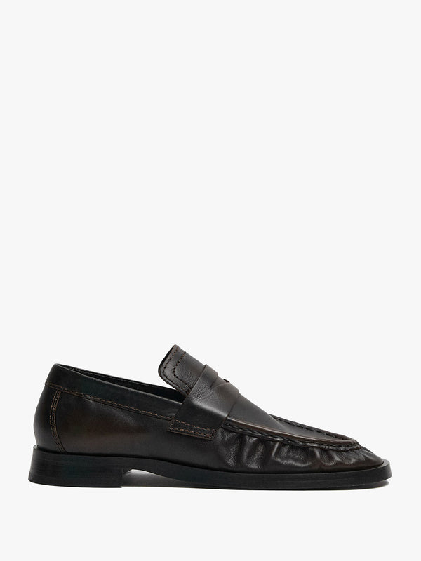 Miista Zita Black Brown Leather Moccasin Loafers