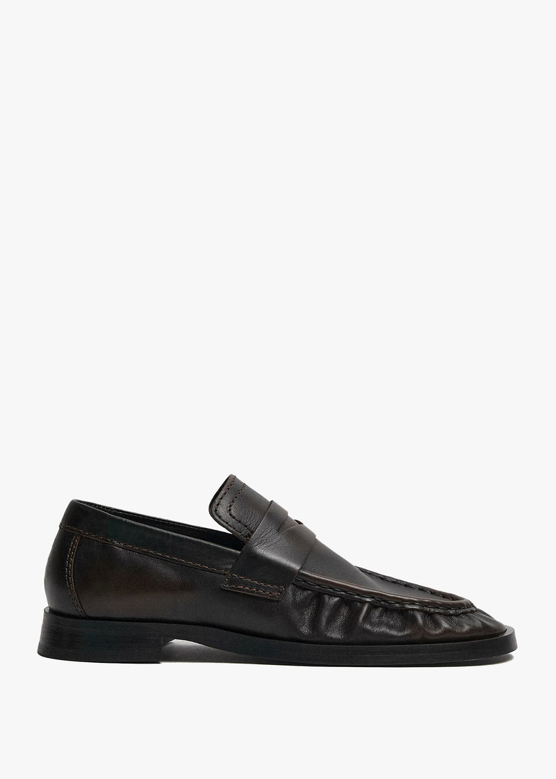 Miista Zita Black Brown Leather Moccasin Loafers