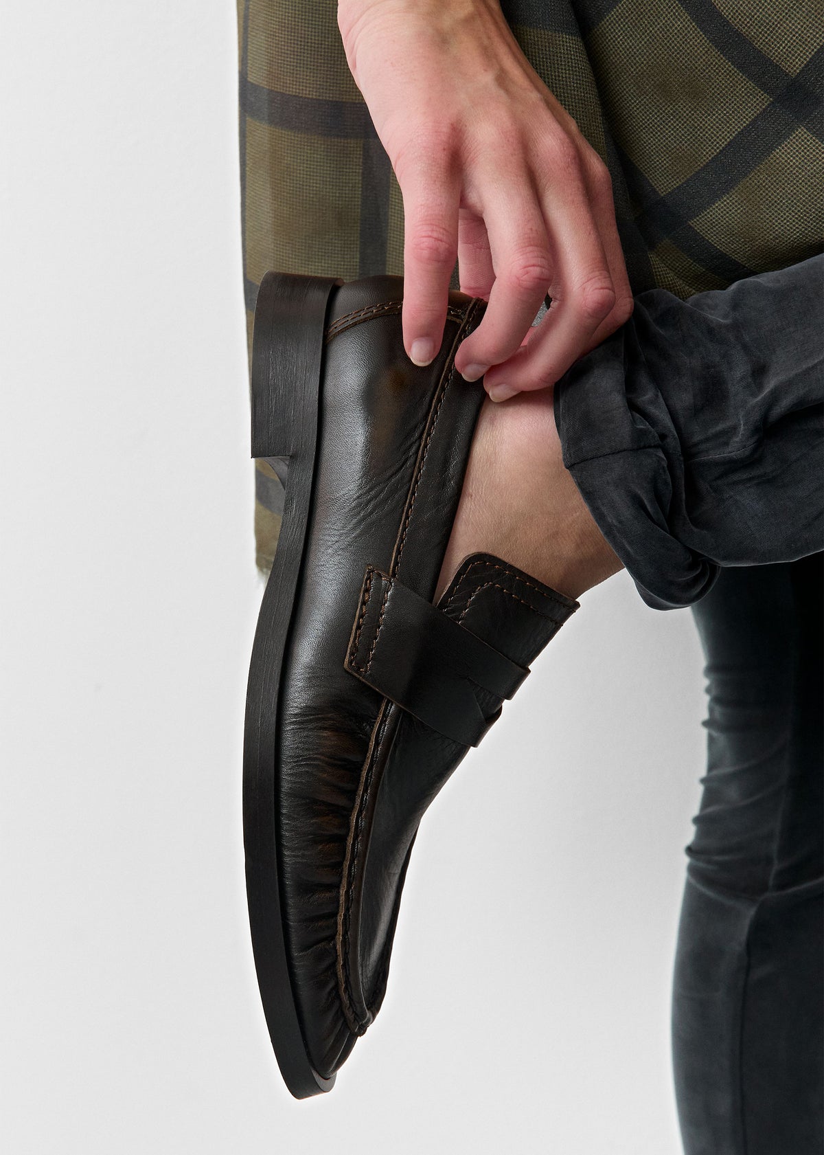Miista Zita Black Brown Leather Moccasin Loafers