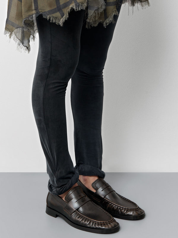 Miista Zita Black Brown Leather Moccasin Loafers