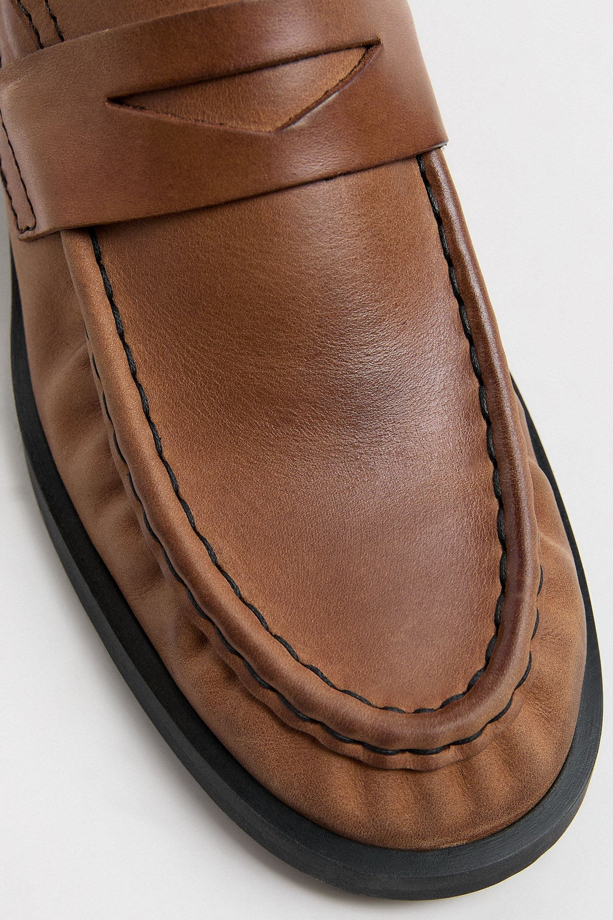 Miista Zita Tan Black Leather Moccasin Loafers