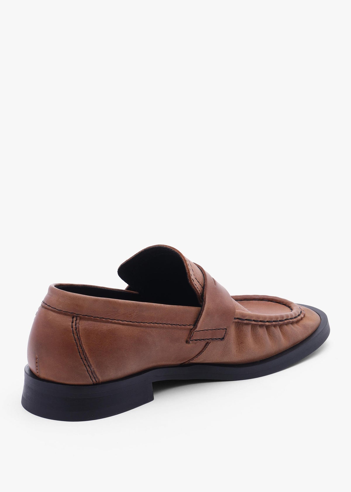 Miista Zita Tan Black Leather Moccasin Loafers