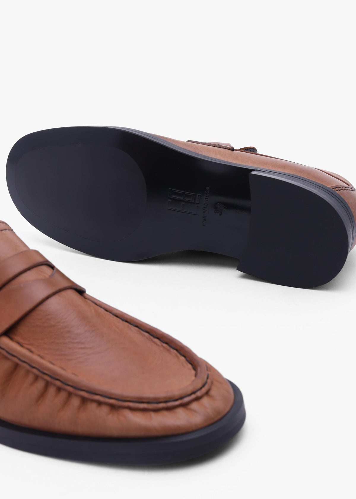 Miista Zita Tan Black Leather Moccasin Loafers