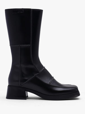 Miista Neaera Black Leather Block Heel Calf Boots