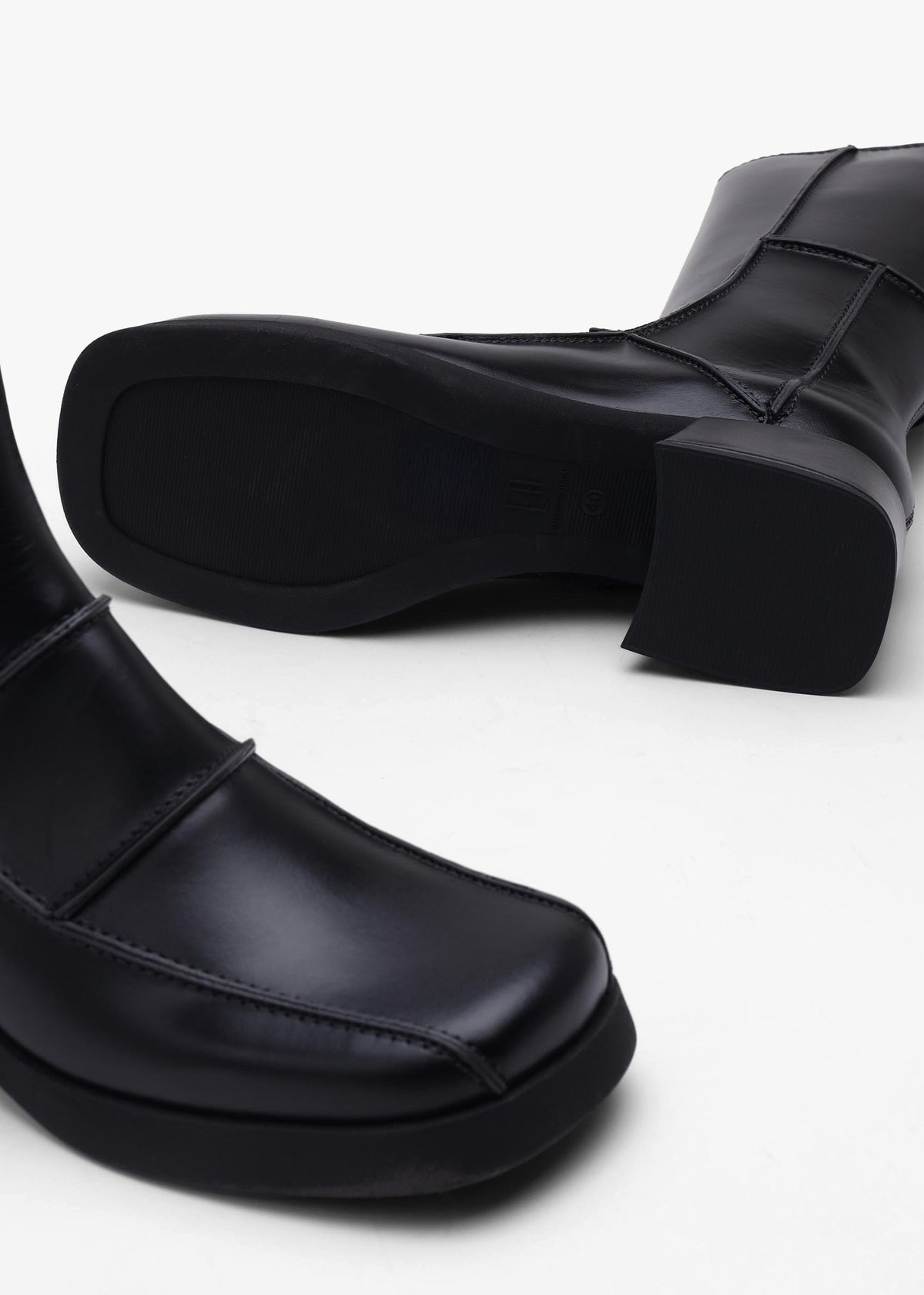 Miista Neaera Black Leather Block Heel Calf Boots