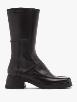 Miista Neaera Brown Leather Block Heel Calf Boots