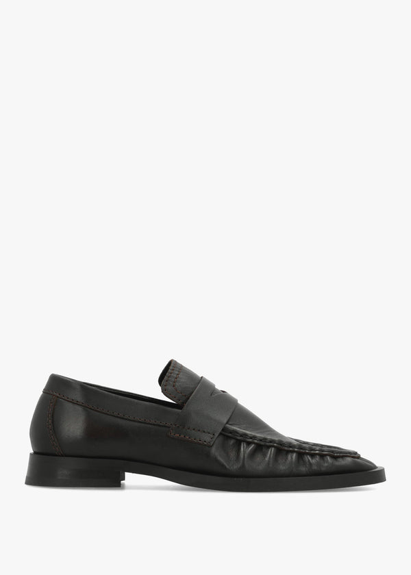 Miista Zita Black Brown Leather Moccasin Loafers