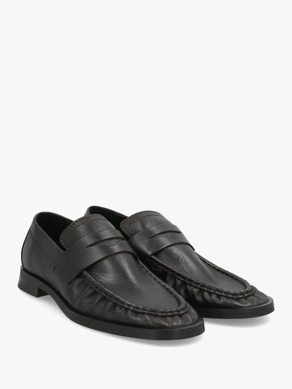 Miista Zita Black Brown Leather Moccasin Loafers