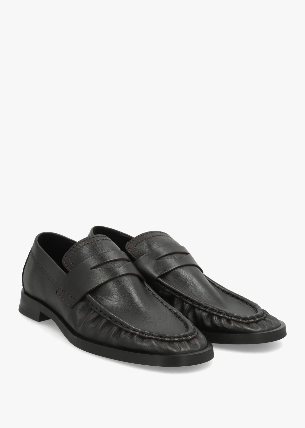 Miista Zita Black Brown Leather Moccasin Loafers