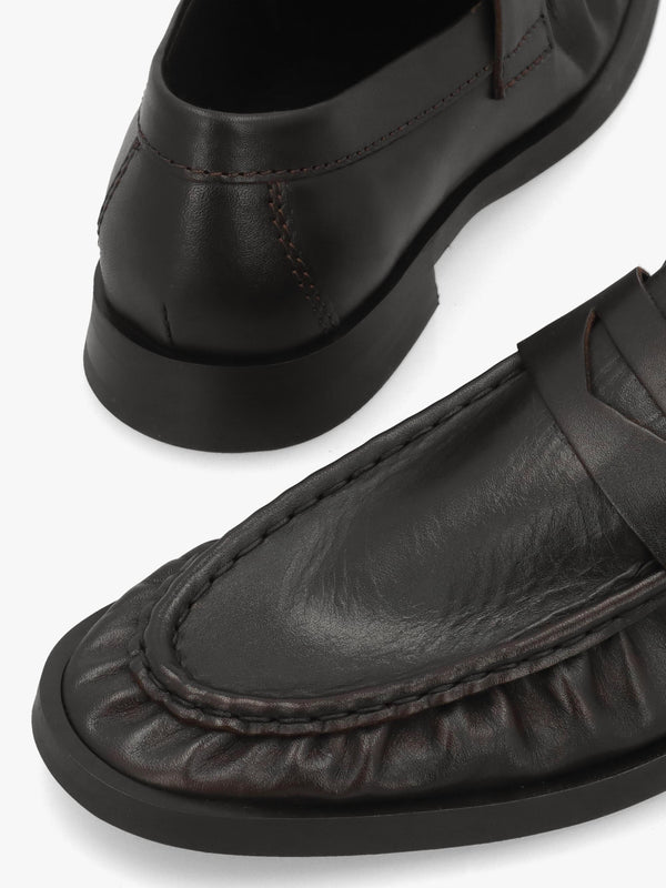 Miista Zita Black Brown Leather Moccasin Loafers