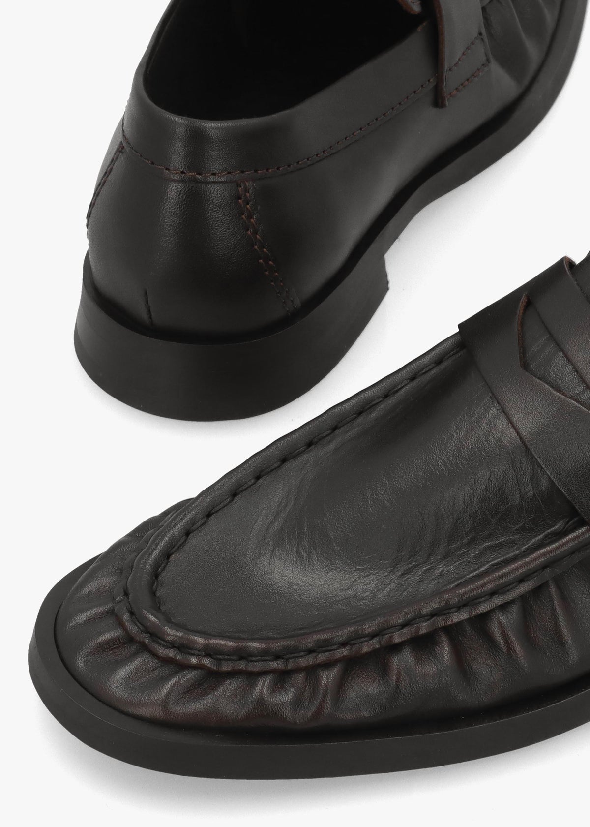 Miista Zita Black Brown Leather Moccasin Loafers