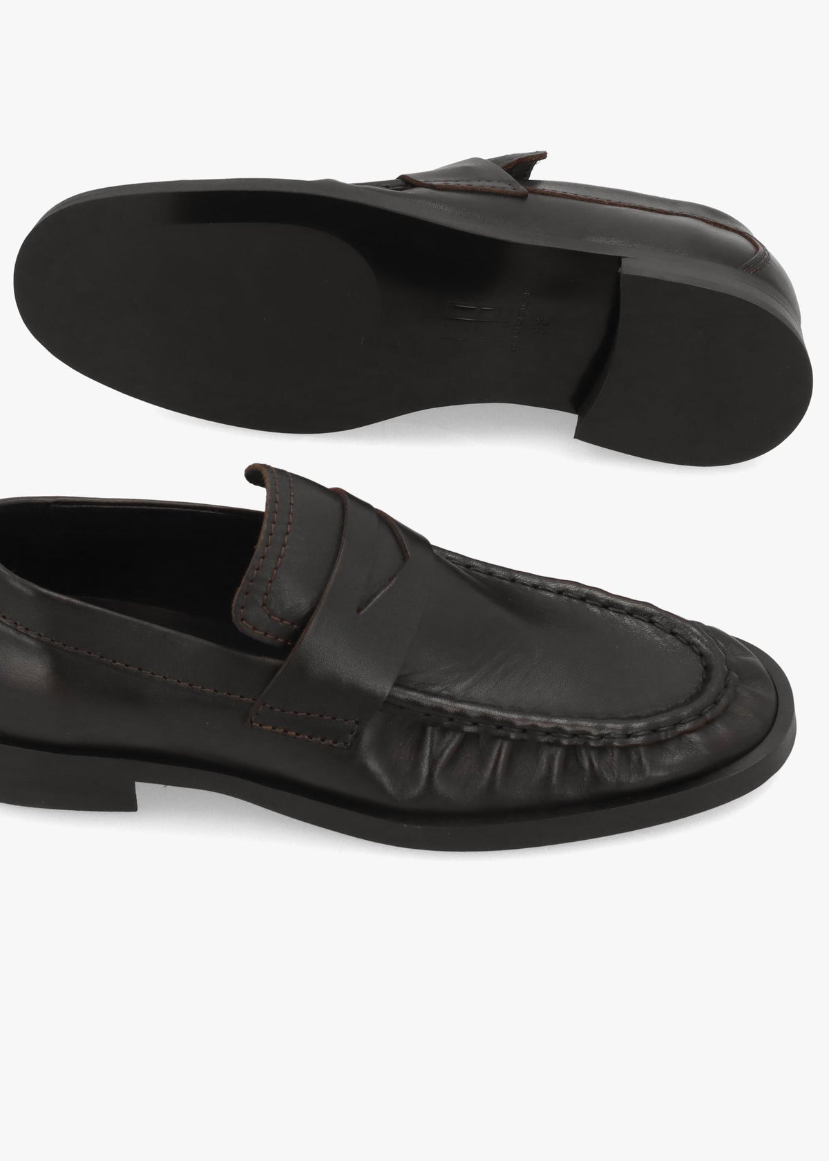 Miista Zita Black Brown Leather Moccasin Loafers