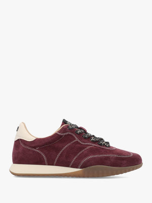 MODA IN PELLE Aveline Burgundy Suede Low Profile Trainers