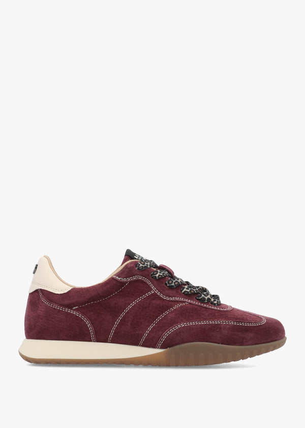 MODA IN PELLE Aveline Burgundy Suede Low Profile Trainers