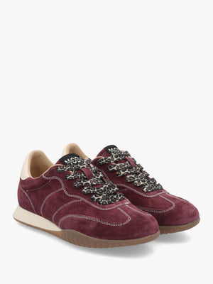 MODA IN PELLE Aveline Burgundy Suede Low Profile Trainers