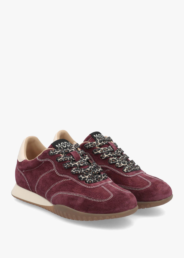 MODA IN PELLE Aveline Burgundy Suede Low Profile Trainers