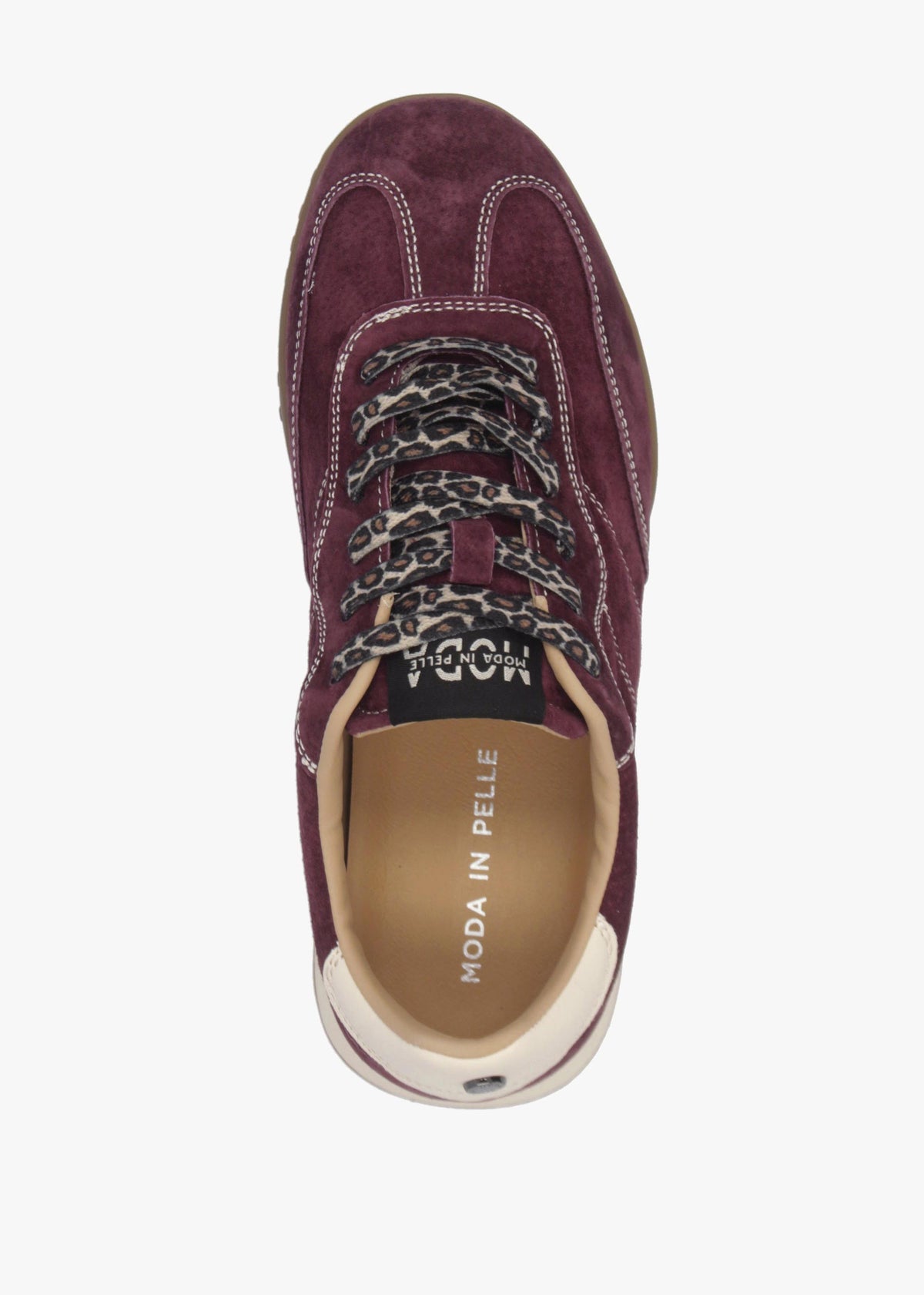 MODA IN PELLE Aveline Burgundy Suede Low Profile Trainers