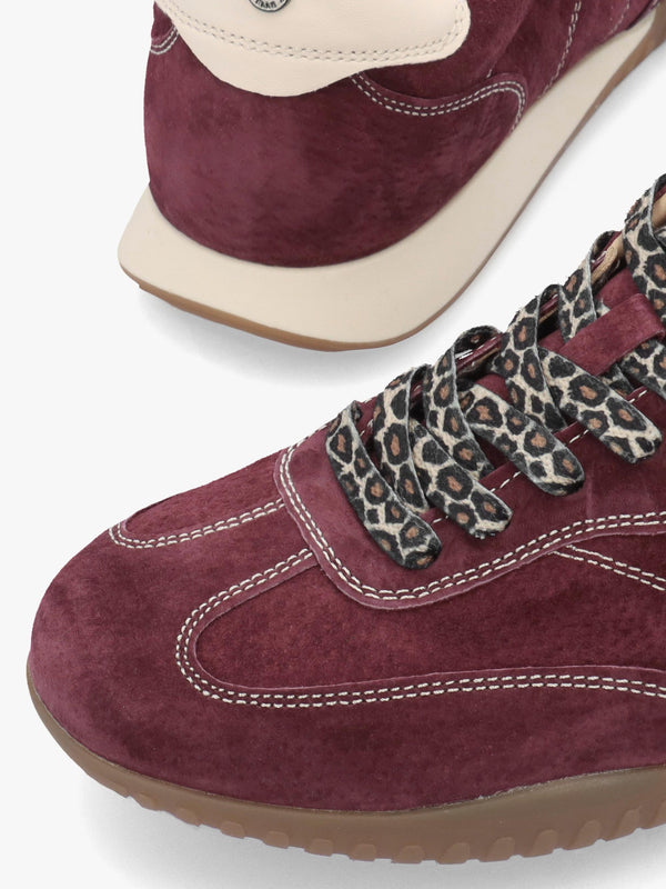 MODA IN PELLE Aveline Burgundy Suede Low Profile Trainers
