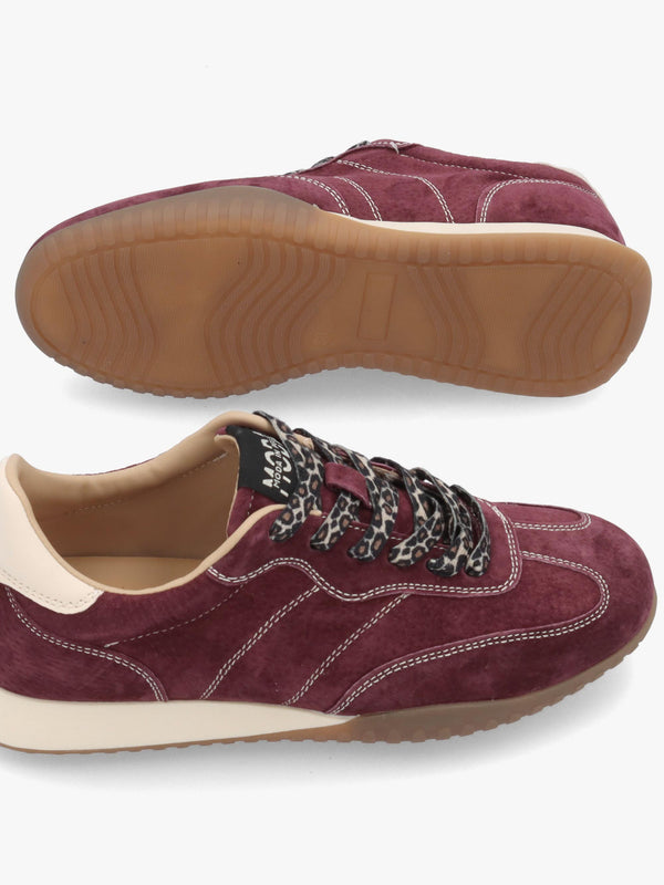 MODA IN PELLE Aveline Burgundy Suede Low Profile Trainers