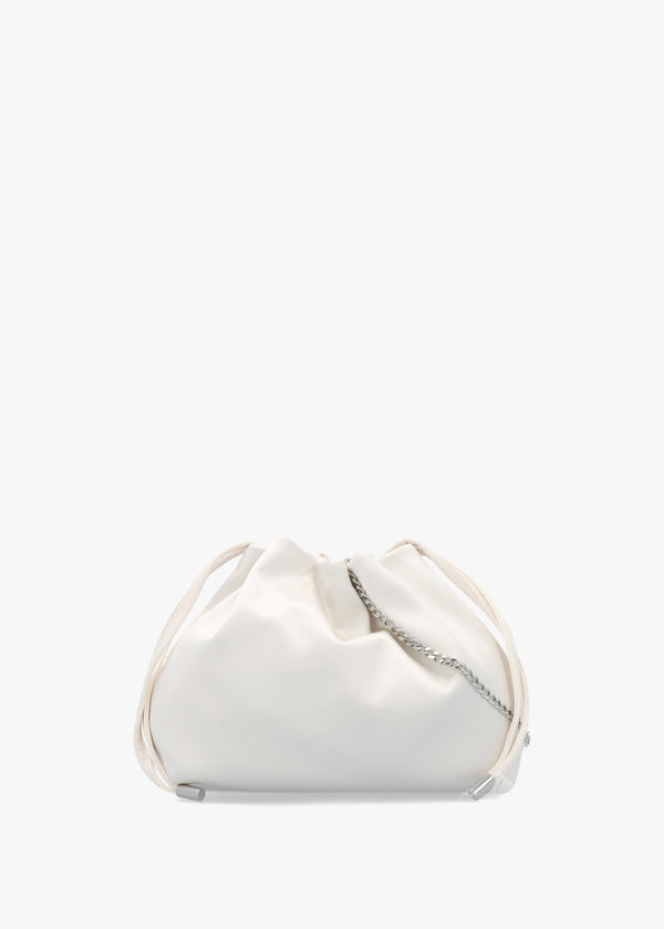 Lotty Cream Satin Ruched Shoulder Bag