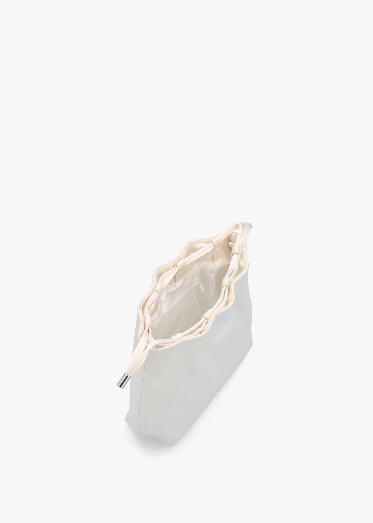 Lotty Cream Satin Ruched Shoulder Bag