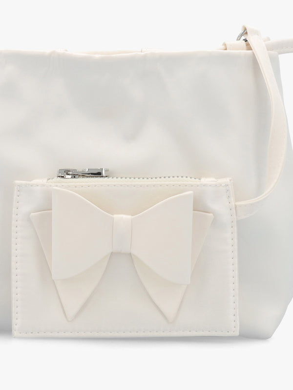 Lotty Cream Satin Ruched Shoulder Bag