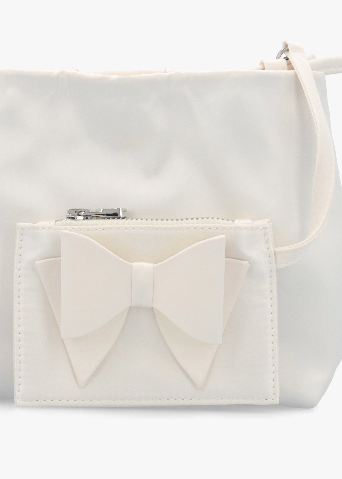 Lotty Cream Satin Ruched Shoulder Bag