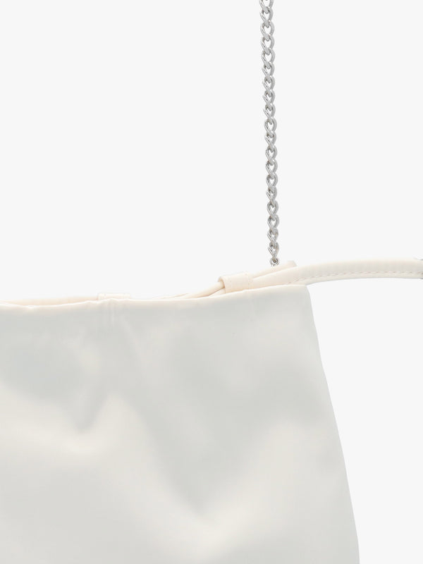Lotty Cream Satin Ruched Shoulder Bag