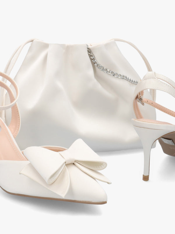 Lotty Cream Satin Ruched Shoulder Bag
