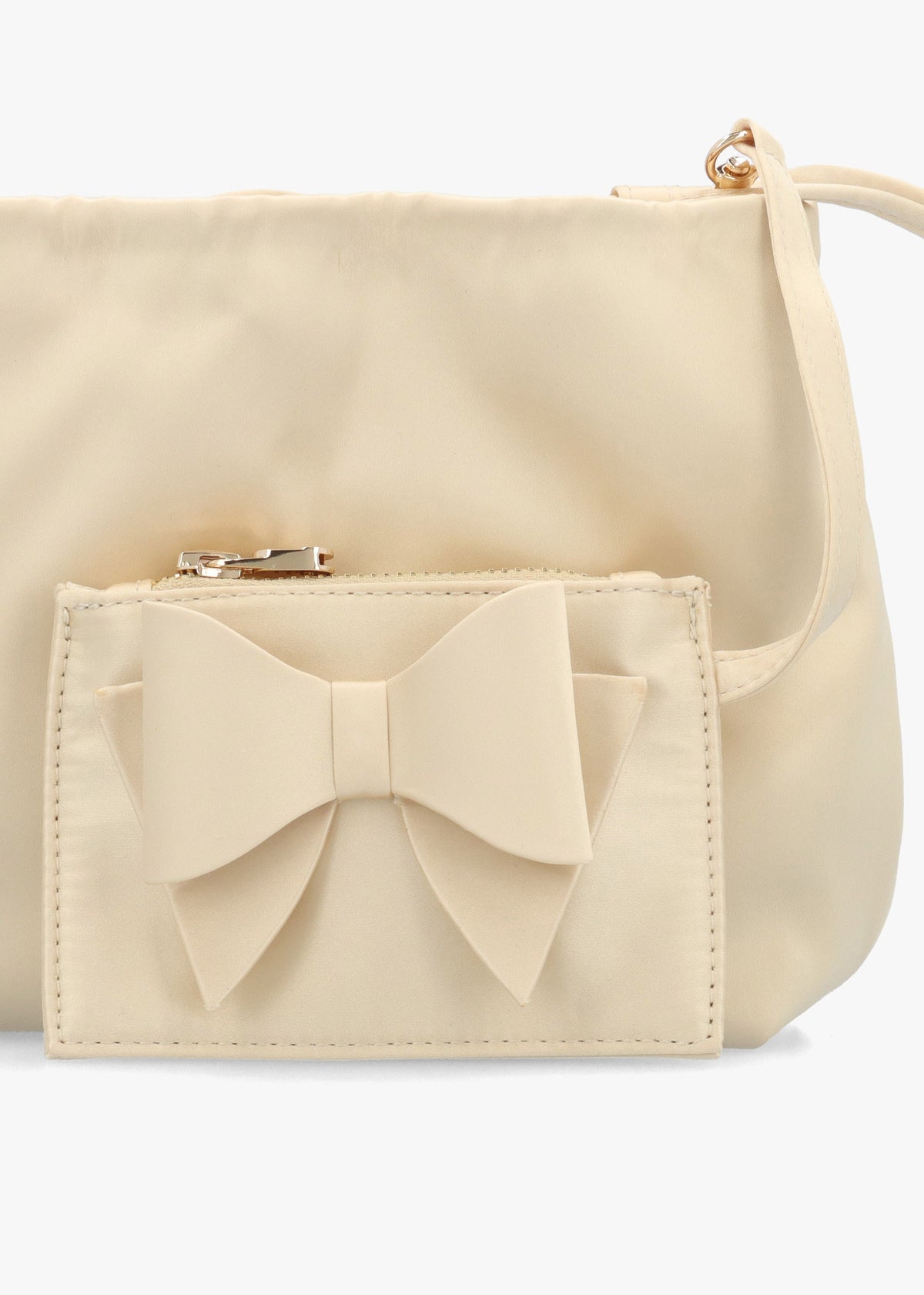 Lotty Muted Gold Satin Ruched Shoulder Bag