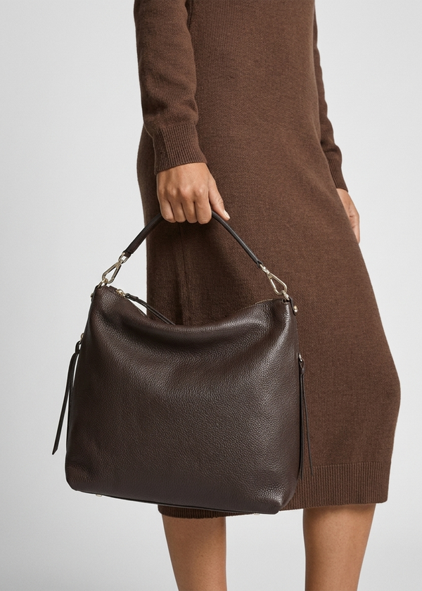 Maya Brown Leather Hobo Bag