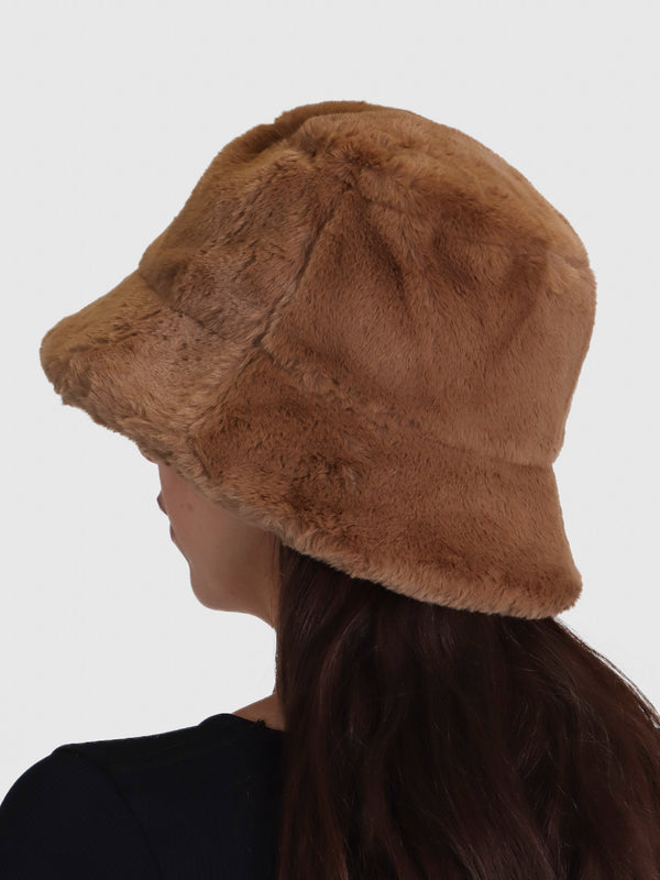 Bobland Tan Faux Fur Bucket Hat