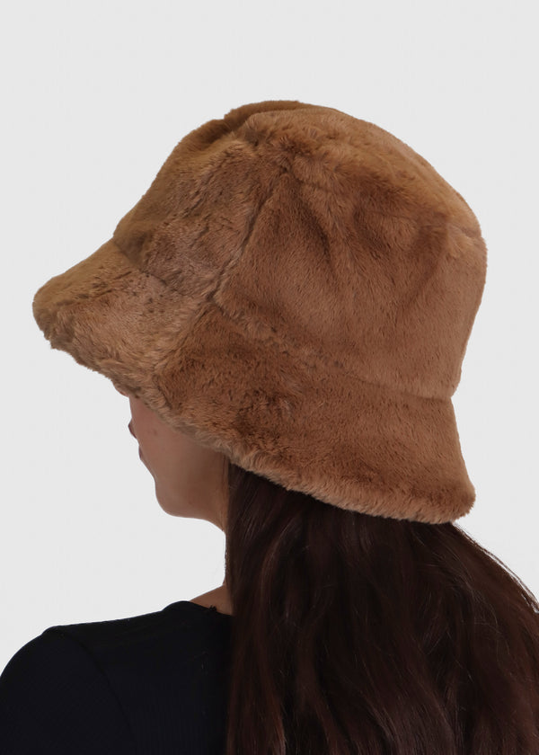 Bobland Tan Faux Fur Bucket Hat