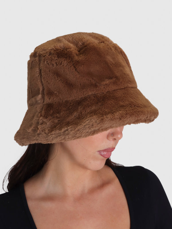 Bobland Tan Faux Fur Bucket Hat