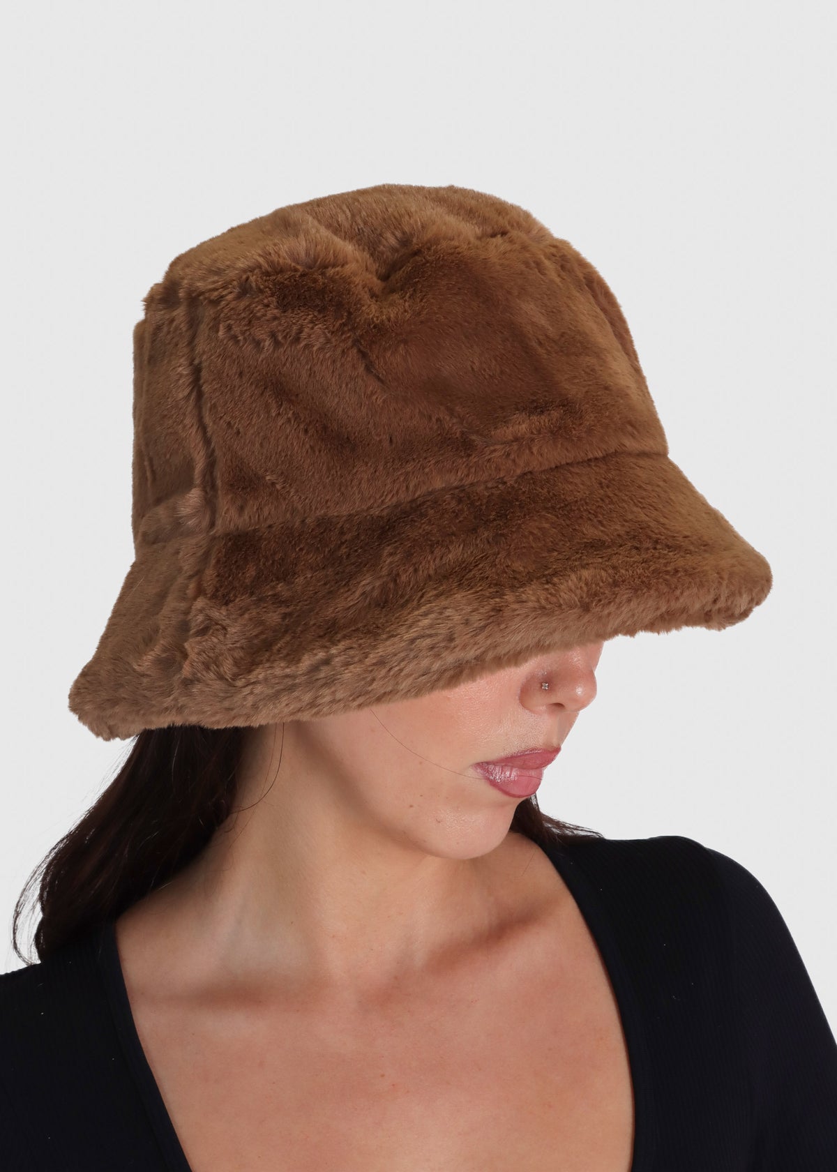 Bobland Tan Faux Fur Bucket Hat