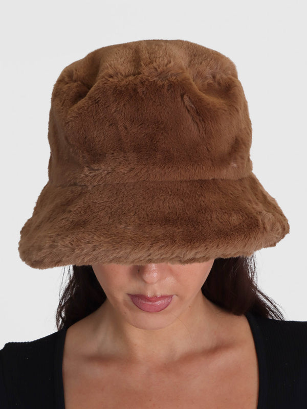 Bobland Tan Faux Fur Bucket Hat