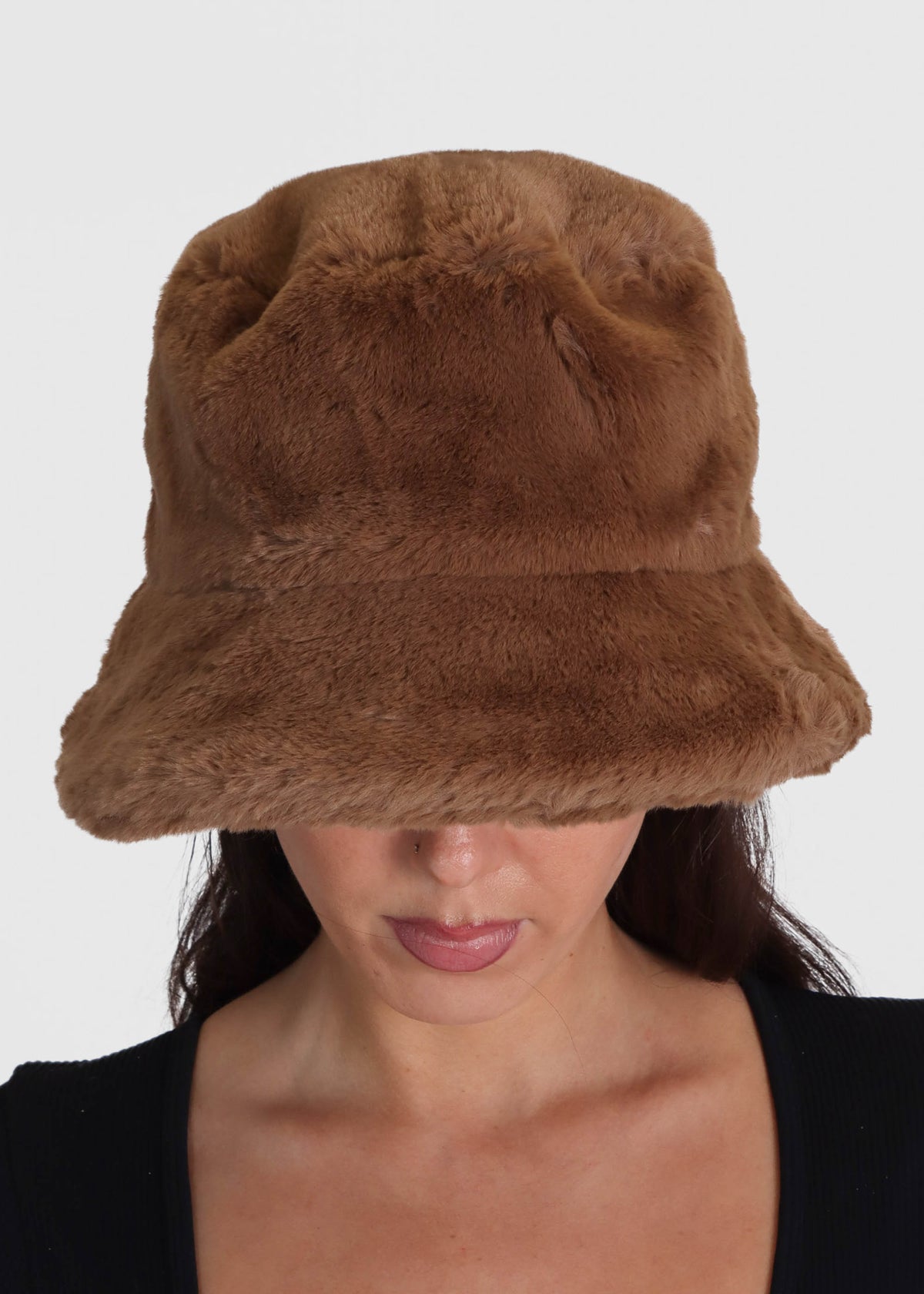 Bobland Tan Faux Fur Bucket Hat