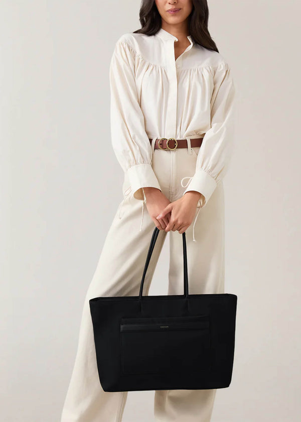 Large Holland Park Smooth Black Tote Bag