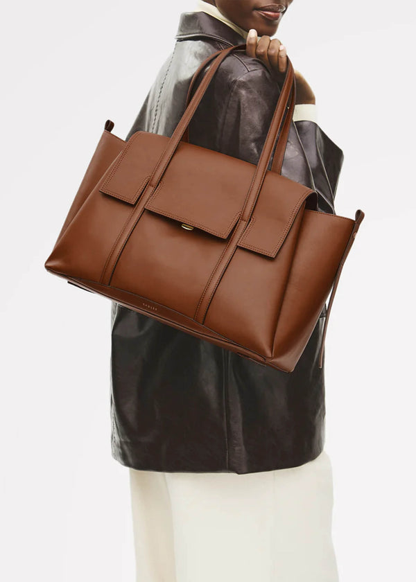 Medium The Chancery Flapover Cognac Leather Shoulder Bag