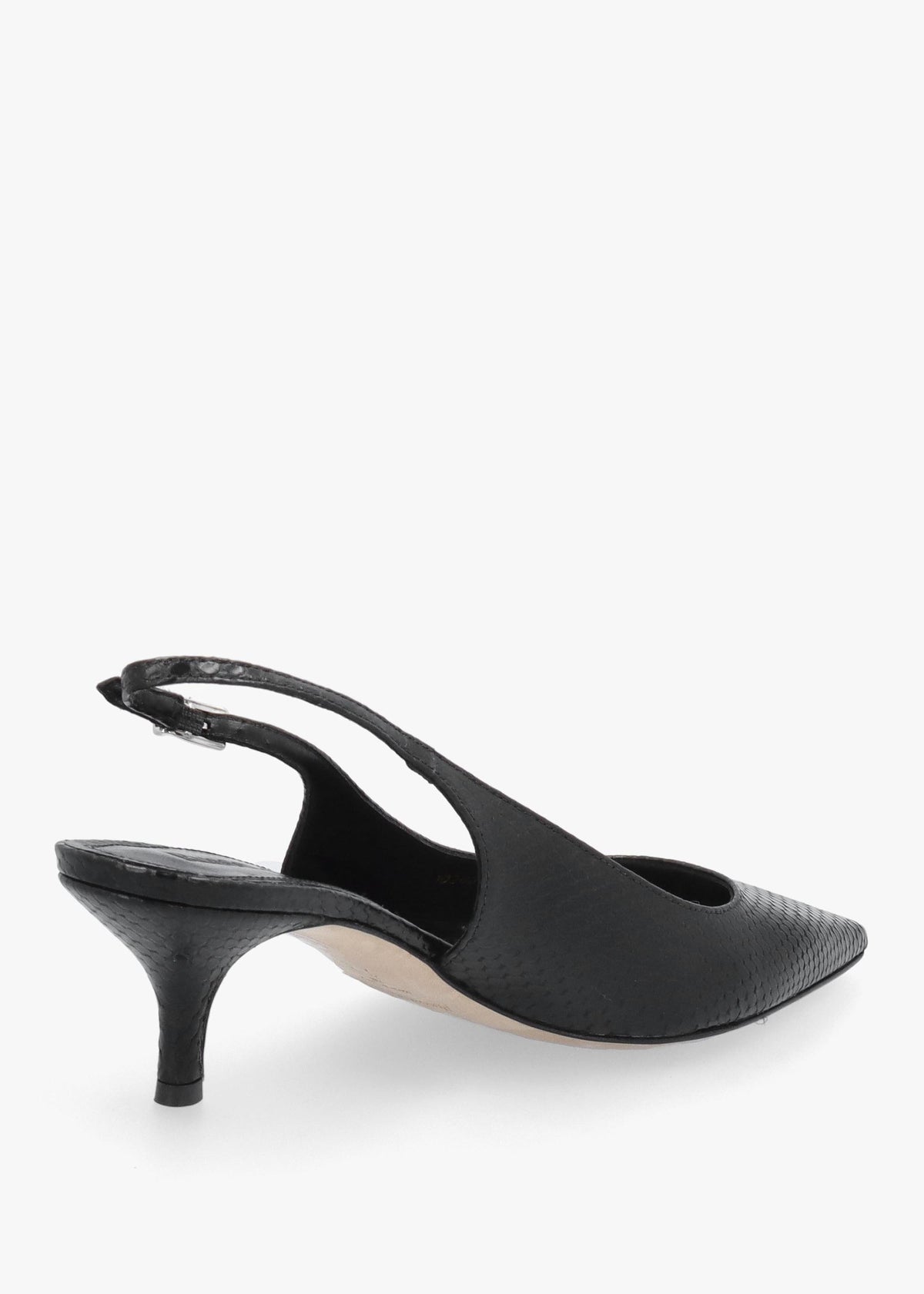 Hillcliffe Black Leather Heeled Sling Backs