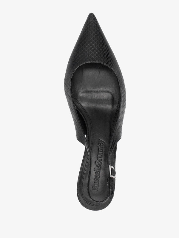 Hillcliffe Black Leather Heeled Sling Backs