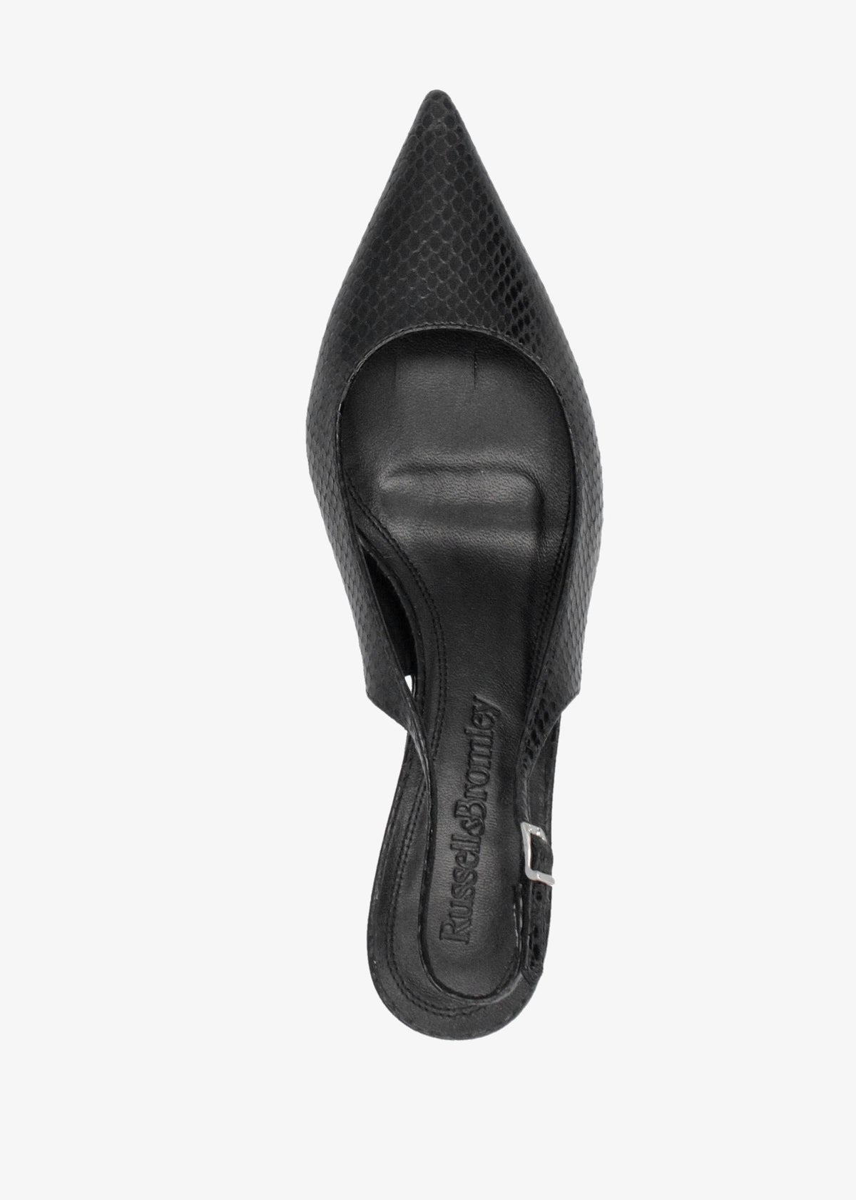 Hillcliffe Black Leather Heeled Sling Backs