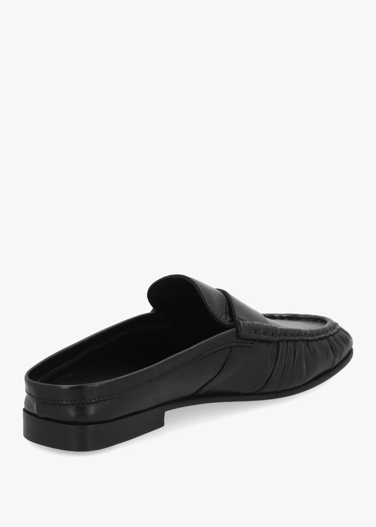 Apley Black Leather Backless Moccasin Mules